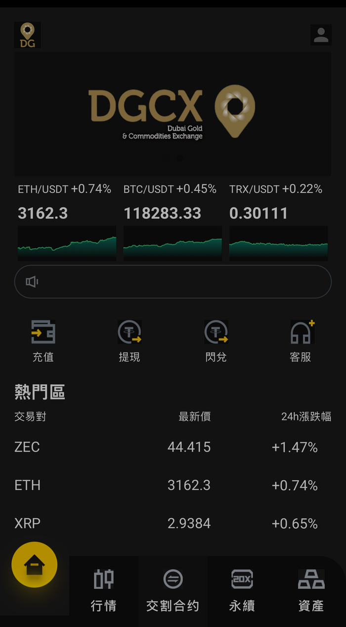 （鑫慷嘉交易平台，DGCX标志尤其突出 图源：鑫慷嘉交易网站）