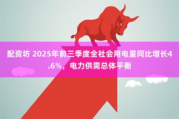 配资坊 2025年前三季度全社会用电量同比增长4.6%，电力供需总体平衡